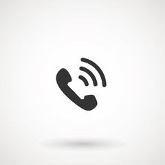 Fototapeta premium Phone and call icon in trendy flat style isolated. Handset icon with waves. Telephone symbol for your design, logo, UI. Vector illustration, EPS10.