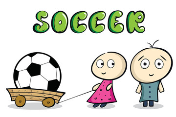 Girl with boy and soccer