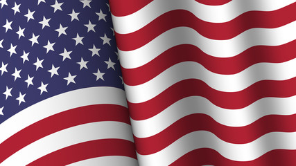 Fototapeta premium America flag background collection . Waving design . Ratio 16 : 9 . 4th of July independence day concept . Vector .