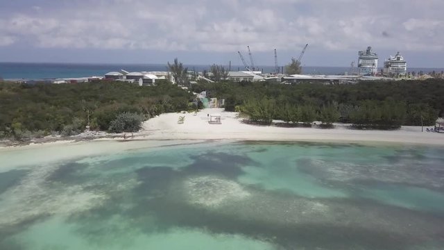 Unveiling a portion of an Island with an Aerial Shot going up and backwards in a straight line.