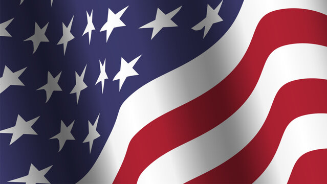 America flag background collection . Waving design . Ratio 16 : 9 . 4th of July independence day concept . Vector .