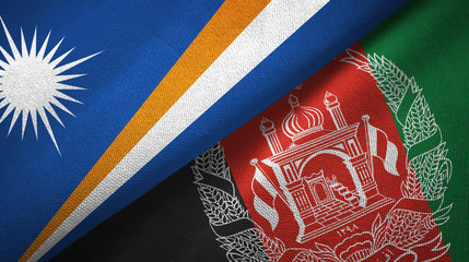 Marshall Islands and Afghanistan two flags textile cloth, fabric texture 