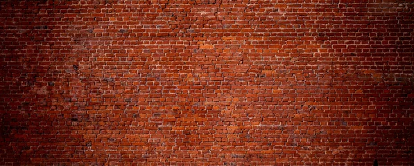 Photo sur Plexiglas Mur de briques Fond de mur de brique rouge vintage grand angle