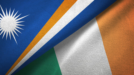 Marshall Islands and Ireland two flags textile cloth, fabric texture