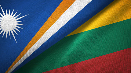 Marshall Islands and Lithuania two flags textile cloth, fabric texture