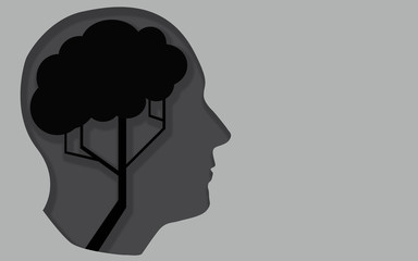 Human head and tree brain shape