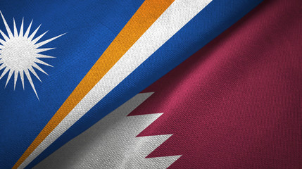 Marshall Islands and Qatar two flags textile cloth, fabric texture