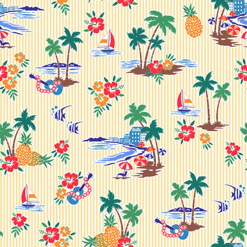 I made Hawaiian shore scenery a seamless pattern,