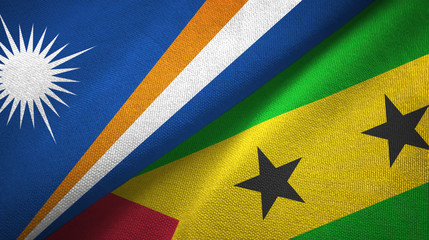 Marshall Islands and Sao Tome and Principe two flags textile cloth