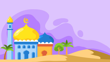 Flat Mosque Dome Landscape Background