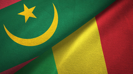 Mauritania and Mali two flags textile cloth, fabric texture