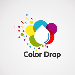 color drop with smart and elegant touch logo vector, icon, element, and template for company