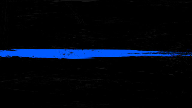 Thin Blue Line Flag With Grunge Paint Trace - A Sign To Honor And Respect Police, Army And Military Officers