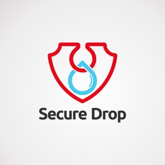 secure drop logo vector with simple touch, icon, element, and template for company
