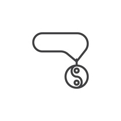 Yin Yang pendant line icon. linear style sign for mobile concept and web design. Yin Yang chain necklace outline vector icon. Symbol, logo illustration. Vector graphics