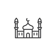 Islamic mosque line icon. linear style sign for mobile concept and web design. Ramadan kareem outline vector icon. Symbol, logo illustration. Vector graphics