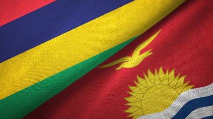 Mauritius and Kiribati two flags textile cloth, fabric texture