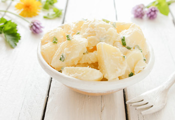 Kartoffelsalat Schale Tisch Salat Kartoffel frisch