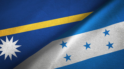 Nauru and Honduras two flags textile cloth, fabric texture