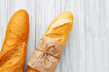 Freshly baked baguette bread