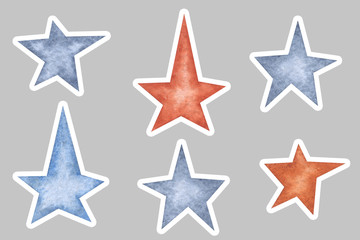 Hand painted watercolor cloud stikers. Cute set for invitation, party, cover design, packaging, kid and baby products