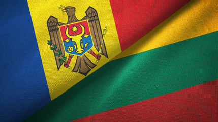 Moldova and Lithuania two flags textile cloth, fabric texture