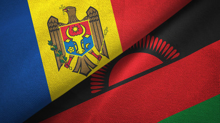 Moldova and Malawi two flags textile cloth, fabric texture
