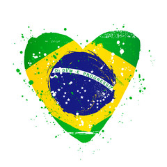 Brazilian flag in the form of a big heart. Vector illustration