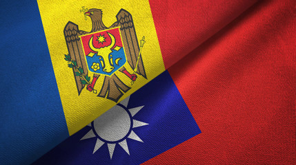 Obraz premium Moldova and Taiwan two flags textile cloth, fabric texture