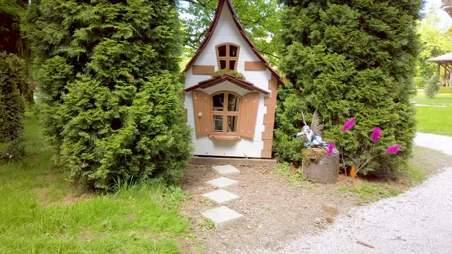 Fairy tale play house in public park, nobody, childhood and outdoor playing