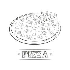 Pizza vintage illustration isolated on white background