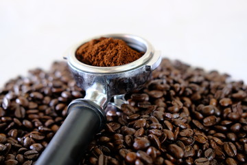 Coffee bean and coffee powder background