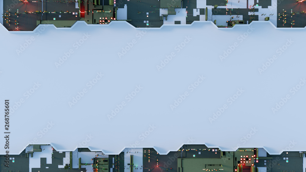 Poster border of electronics technology plate and free space 3d rendering