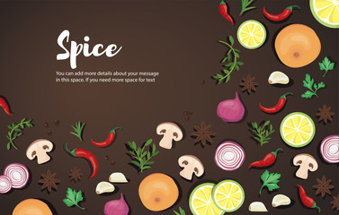 spice and vegetable foods background and space write for  vector illustration EPS10