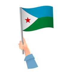 Djibouti flag in hand icon