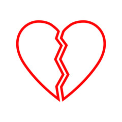 Obraz premium Broken Heart vector icon. red broken heart isolated illustration