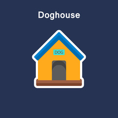 Doghouse flat icon sticker