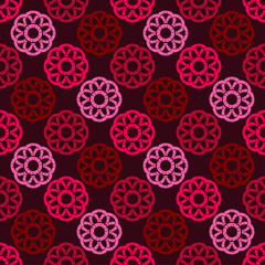 Polka dots seamless pattern. Mosaic of ethnic figures. Patterned texture. Geometric background. Can be used for wallpaper, textile, invitation card, wrapping, web page background.