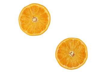 Slice of oranges on white background