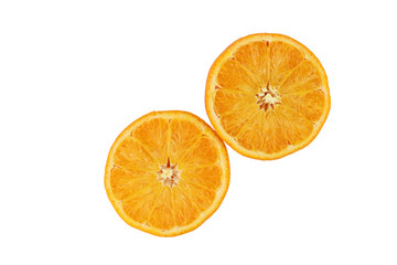 Slice of oranges on white background