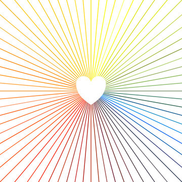 colorful lines arranging like as heart at the centre. rainbow color concept. vector illustration.