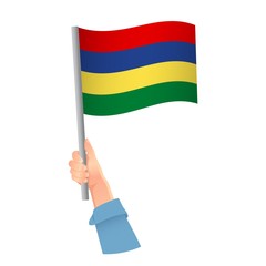 Mauritius flag in hand icon