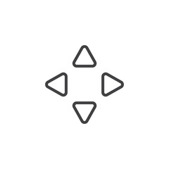 Fototapeta premium Move cursor arrows line icon. linear style sign for mobile concept and web design. up down left right arrows outline vector icon. Symbol, logo illustration. Vector graphics