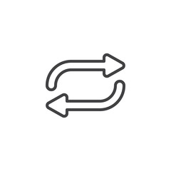 Arrows left and right line icon. Refresh, reload, repeat linear style sign for mobile concept and web design. Transfer arrows outline vector icon. Symbol, logo illustration. Vector graphics