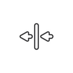 In and out arrows line icon. linear style sign for mobile concept and web design. Entrance and exit arrows outline vector icon. Symbol, logo illustration. Vector graphics