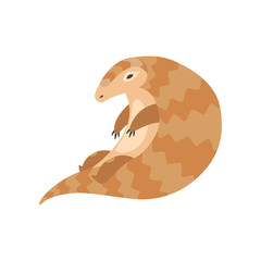 Cute Sitting Pangolin Rare Species of Animals Cartoon Vector Illustration
