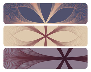 Obraz premium three banners with fluid linear pattern in brown ivory blue shades