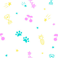 Festive seamless pattern with decorative elements. Vector illustration of holiday texture.