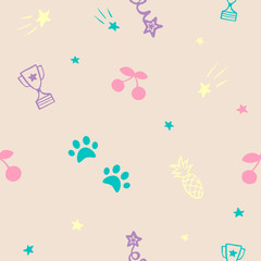 Festive seamless pattern with decorative elements. Vector illustration of holiday texture.