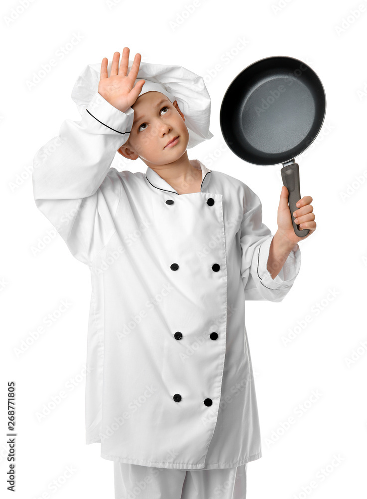 Sticker funny little chef on white background